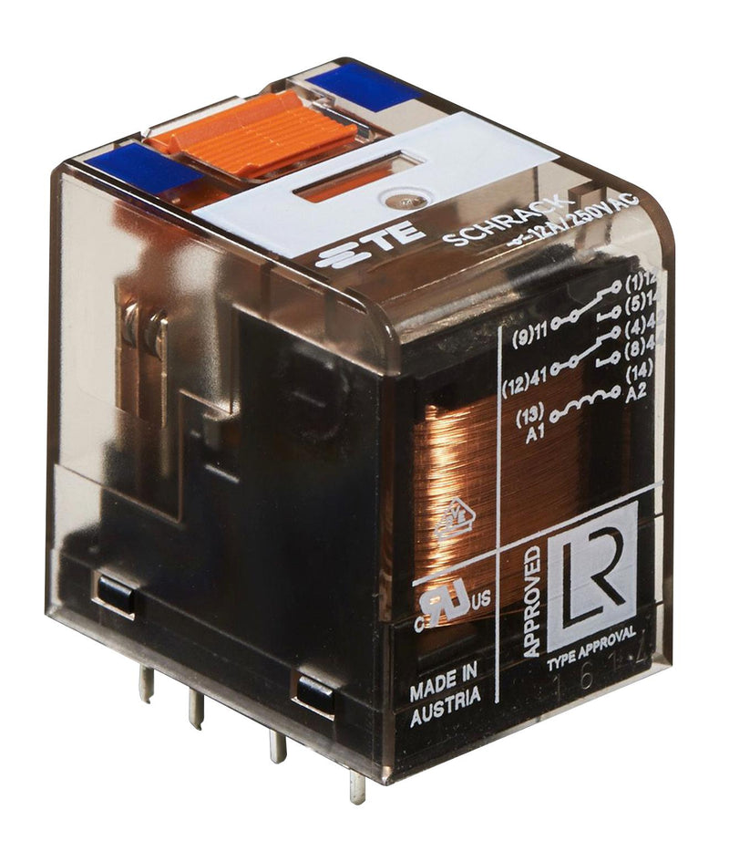 Schrack - TE Connectivity 5-1419111-3 5-1419111-3 Power Relay Dpdt 24 VDC 12 A PT Through Hole Non Latching