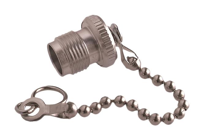 HUBER+SUHNER 61"TNC-0-0-1/-33"-E Dust Cap / Cover, Protective Cap with Chain & Ring, Huber+Suhner TNC Plugs, Brass Body