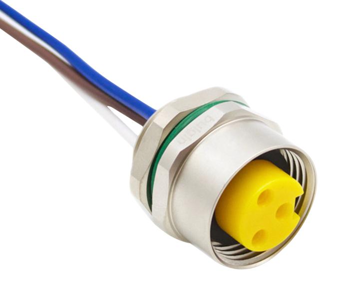 BULGIN LIMITED PXMBNI78FPF03AFLPG135005 Sensor Cable, 7/8" Receptacle, Free End, 3 Positions, 500 mm, 19.7 ", Buccaneer 7/8" Series