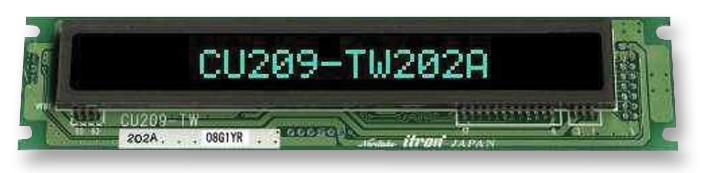 NORITAKE ITRON CU209-TW202A VFD Display, Dot Matrix, 1 x 20, 8.85mm x 112.6mm, Parallel / Serial, 240 mA, 4.75 V to 5.25 V