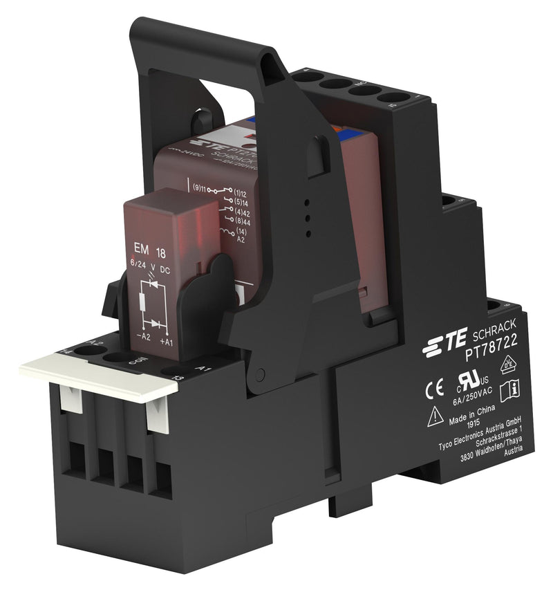 SCHRACK - TE CONNECTIVITY 8-1415534-7 Power Relay, DPDT, 12 VDC, 12 A, PT, DIN Rail, Non Latching