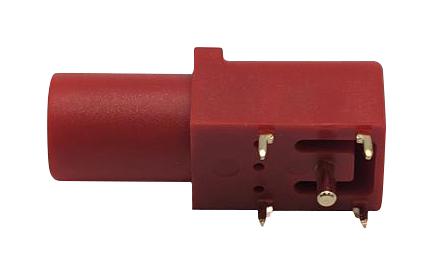 MUELLER ELECTRIC BU-163-2 Banana Test Connector, Jack, PCB Mount, 24 A, 60 VDC, Gold Plated Contacts, Red