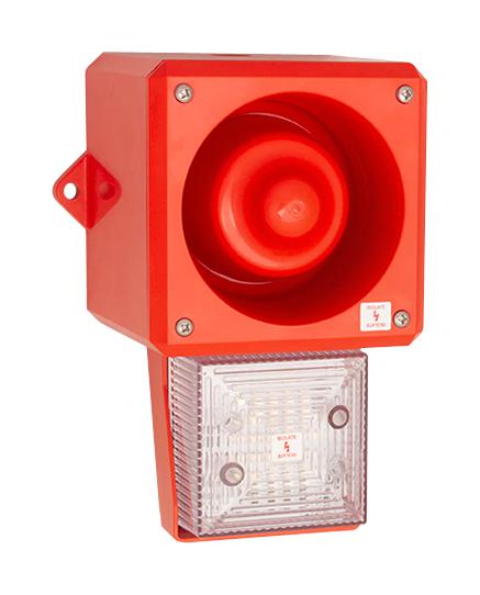 CLIFFORD AND SNELL 245285 Audio/Visual Signal Device, Flashing, Transparent, 112 dBA, 24 VDC, Cable, IP66