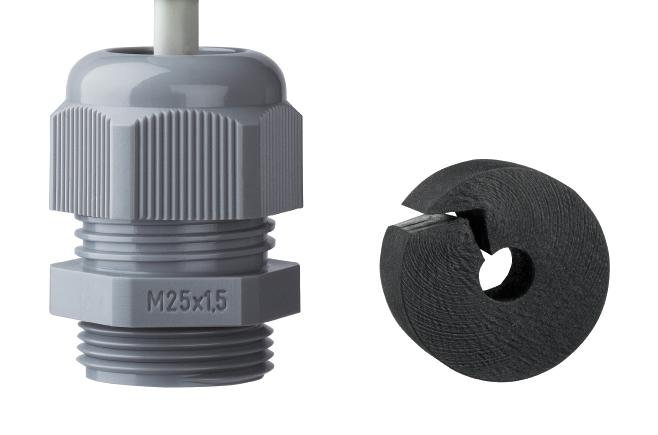 HYLEC K345-1025-00 Cable Gland, M25 x 1.5, 3 mm, 8 mm, Nylon 6 (Polyamide 6), Light Grey, IP65