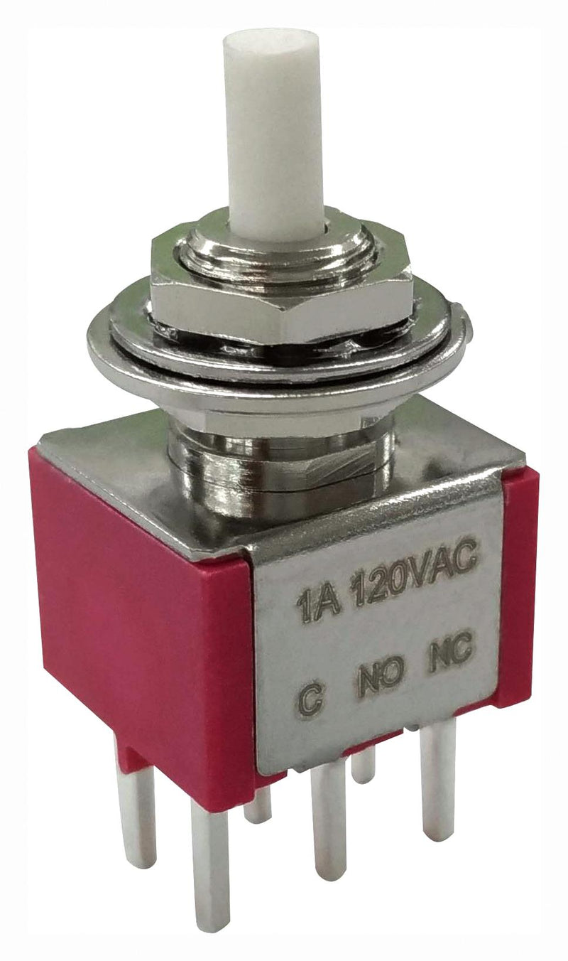 MULTICOMP PRO MP-PB8-BB00A2QE-1 Pushbutton Switch, DPDT, On-(Off), Round Plunger