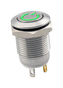 SAME SKY PBM3-M-GR3-P-F-SS-67 Vandal Resistant Switch, 3V LED, PBM3 Series, 12 mm, SPST-NO-DM, Off-(On), Round Flush, Natural