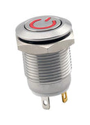 SAME SKY PBM3-M-R2-P-F-SS-67 Vandal Resistant Switch, 2V LED, PBM3 Series, 12 mm, SPST-NO-DM, Off-(On), Round Flush, Natural