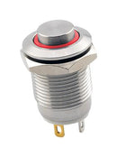 SAME SKY PBM3-M-R2-R-SS-67 Vandal Resistant Switch, 2V LED, PBM3 Series, 12 mm, SPST-NO-DM, Off-(On), Round Raised, Natural