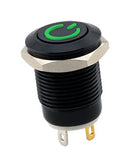 SAME SKY PBM4-M-GR3-P-F-BA-67 Vandal Resistant Switch, 3V LED, PBM4 Series, 12 mm, SPST-NO-DM, Off-(On), Round Flush, Black