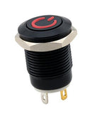 SAME SKY PBM4-M-R2-P-F-BA-67 Vandal Resistant Switch, 2V LED, PBM4 Series, 12 mm, SPST-NO-DM, Off-(On), Round Flush, Black