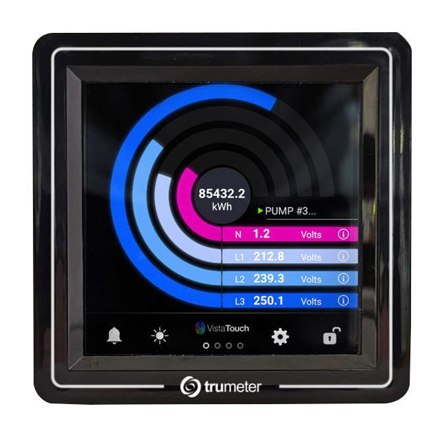 TRUMETER VT-PWR-HV Power Meter, Current/Voltage/Frequency/Power, 5 A, 100 V To 277 VAC, 92 mm x 92 mm, VT-PWR Series