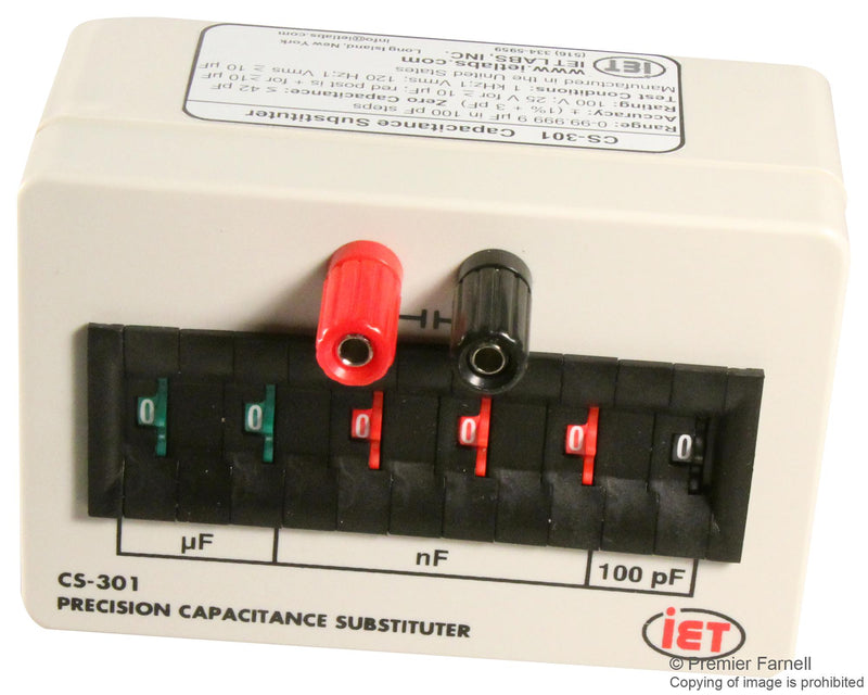 IET LABS CS-301 CAPACITANCE DECADE BOX, 0 uF TO 99.9999