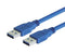 L-COM CAU3AA-075M USB Cable, Type A Plug to Type A Plug, 750 mm, 29.5 ft, USB 3.0, Blue
