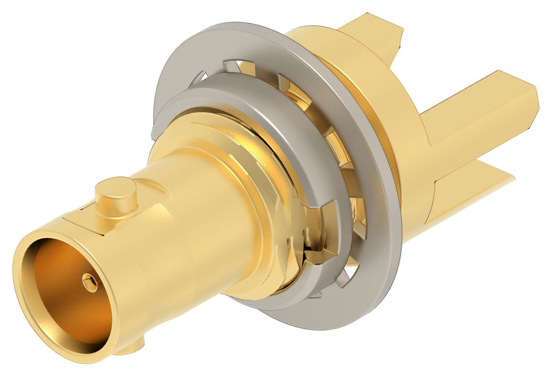 TE CONNECTIVITY 2446156-1 RF / Coaxial Connector, HD BNC Coaxial, Straight Bulkhead Jack, Board Edge / End Launch, 75 ohm