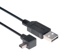 L-COM CAA-90LMB5-5M USB Cable, Type A Plug to 90&deg; Mini Type B Plug, 5 m, 16.4 ft, USB 2.0, Black