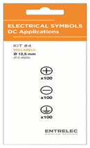 ENTRELEC - TE CONNECTIVITY LB-KIT-ELEC-DC-12-300 Label, Warning, 12.5 mm, PVC, +, -, Earth Ground (Symbol) 1SET530004R0000