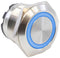 E-SWITCH PVHC7F2BSS345 Vandal Resistant Switch, Ring Illuminated, 24V LED, PVHC7 Series, 22 mm, SPST-NO-DM, Off-(On)
