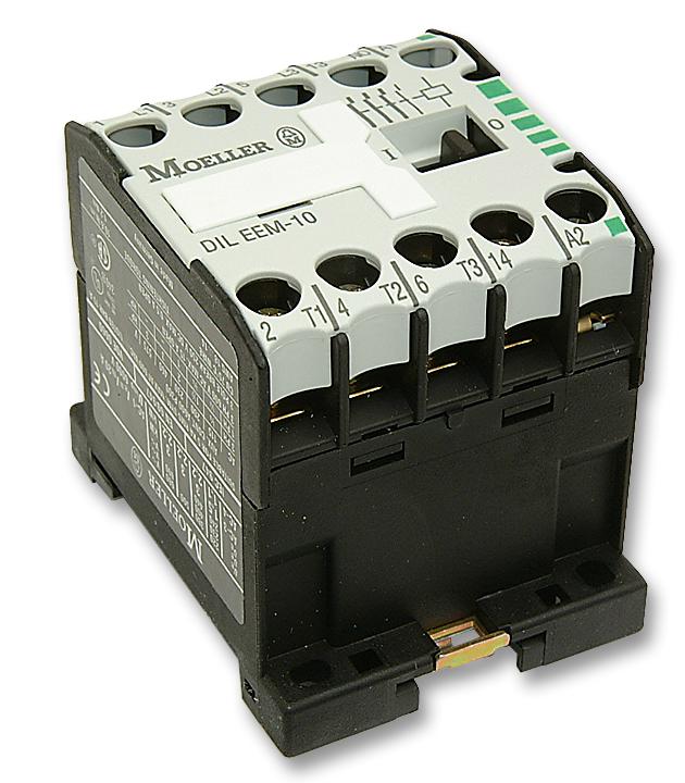 EATON MOELLER DILEEM-1024V 50HZ Contactor, DIN Rail, 24 VAC, 3PST-NO, 3 Pole