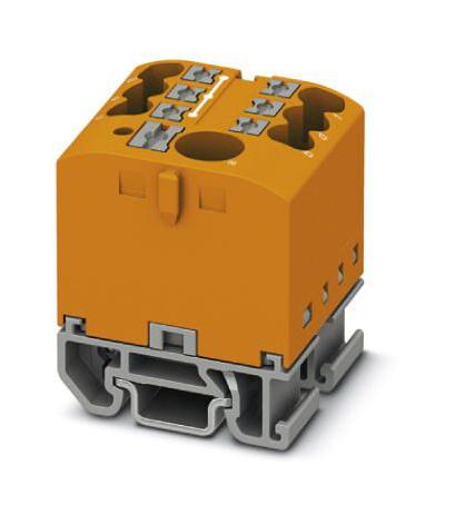 PHOENIX CONTACT 3274184 Panel Mount Barrier Terminal Block, Orange, 24 A, 690 V, 7 Pole, Push In, 12 AWG