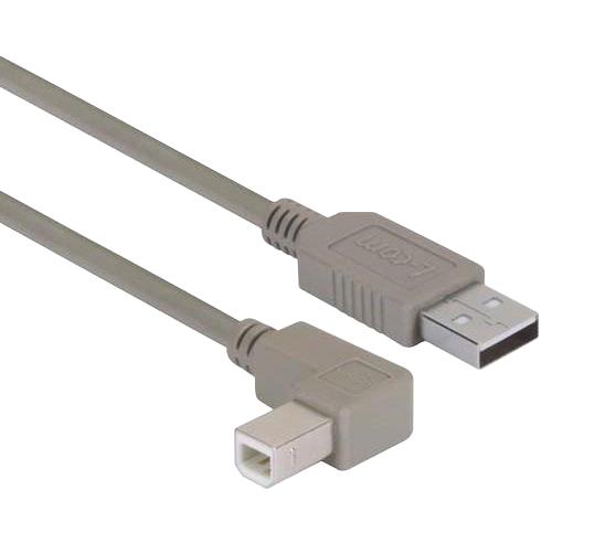 L-COM CAA-90RB-05M USB Cable, 500 mm, 19.7 ft, USB 2.0, Grey