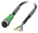 PHOENIX CONTACT 1522590 Sensor Cable, M12 Receptacle, Free End, 8 Positions, 1.5 m, 4.9 ft GTIN UPC EAN: 4017918957438 SAC-8P- 1,5-PUR/M12FS