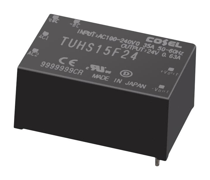 COSEL TUHS15F24 AC/DC PCB Mount Power Supply (PSU), ITE, 1 Output, 15.12 W, 24 V, 630 mA