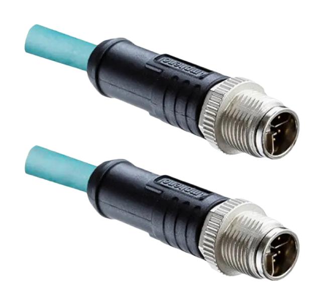AMPHENOL LTW MSXS08ML-SXSML-SX002 Sensor Cable, M12 Plug, M12 Plug, 8 Positions, 2 m, 6.5 ft, M Series