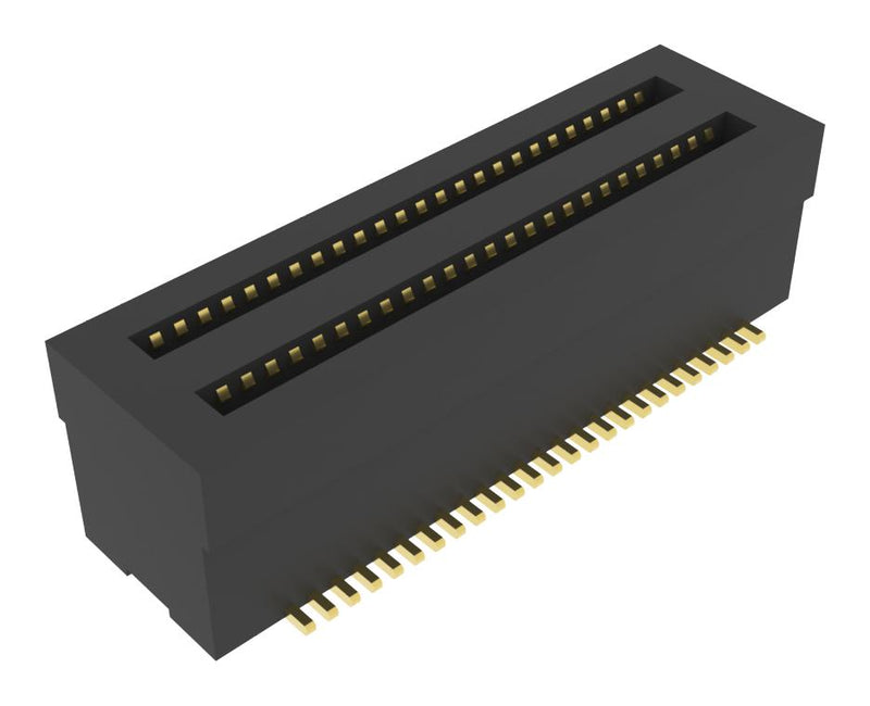 AMPHENOL COMMUNICATIONS SOLUTIONS 10165431-405000LF Mezzanine Connector, Receptacle, 0.5 mm, 2 Rows, 50 Contacts, Surface Mount, Phosphor Bronze