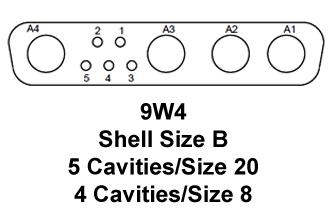 ITT CANNON DBM9W4SA197 CONNECTOR, COMBO D, RECEPTACLE, 9 POSITI