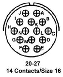 AMPHENOL AEROSPACE MS3102R20-27S CIRCULAR CONNECTOR, RECEPTACLE, SIZE 20, 14 POSITION, BOX