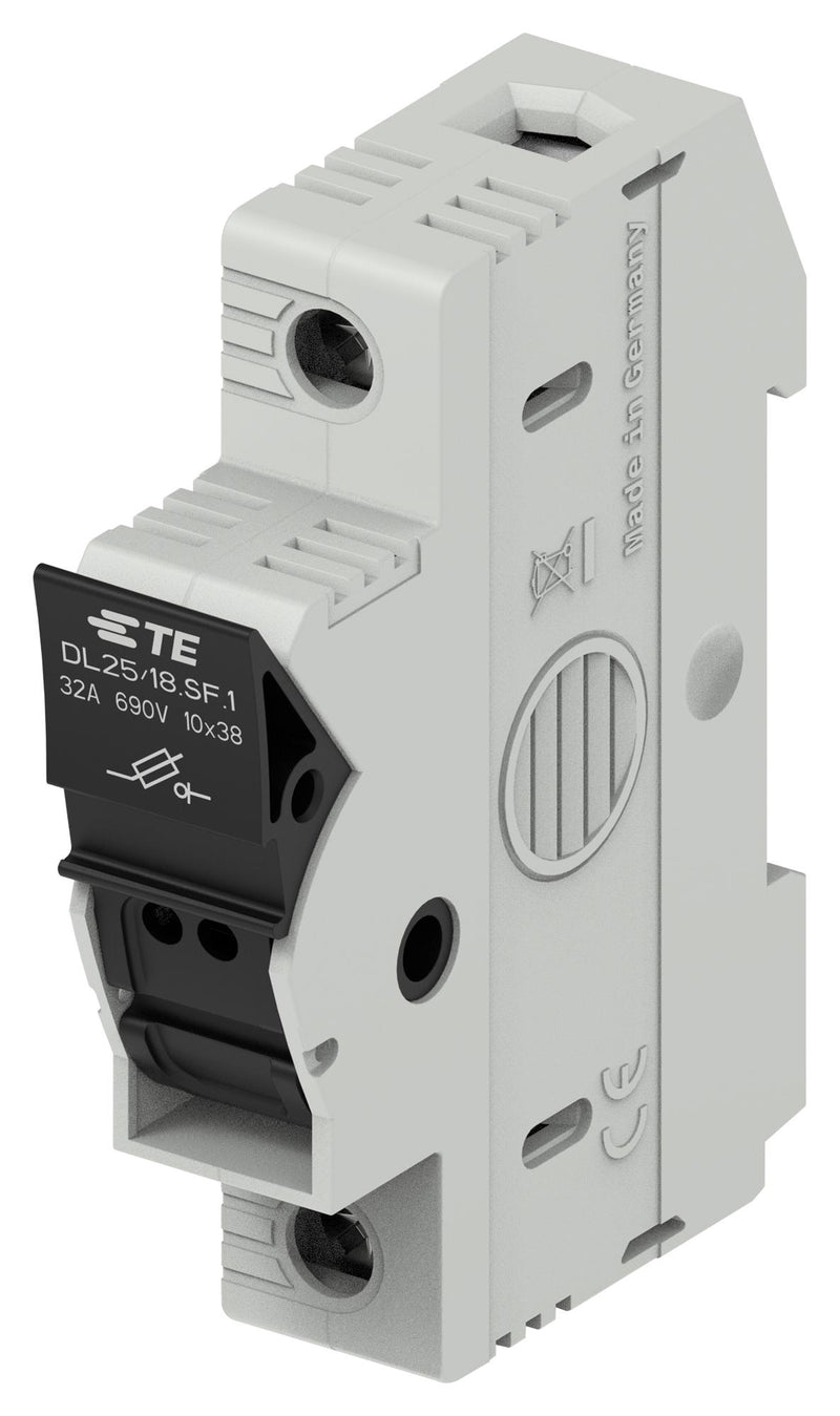 TE CONNECTIVITY 1SNF100023R0000 Fuse Holder, Modular, DIN Rail, 1 Fuse, 32 A, 690VDC, 690VAC, 10mm x 38mm, Screw Clamp