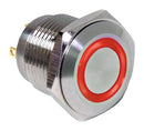 E-SWITCH PV6F240SS-311 PV6F240SS-311 Vandal Resistant Switch PV6 Series 16 mm SPST-NO DM Off-(On) Round Flat Natural