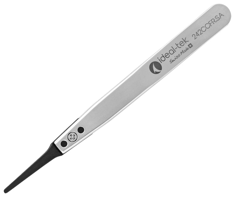 IDEAL-TEK 242CCFR.SA.1.IT 242CCFR.SA.1.IT Tweezer Replaceable Tip ESD Safe Straight Round 115 mm Stainless Steel Body New