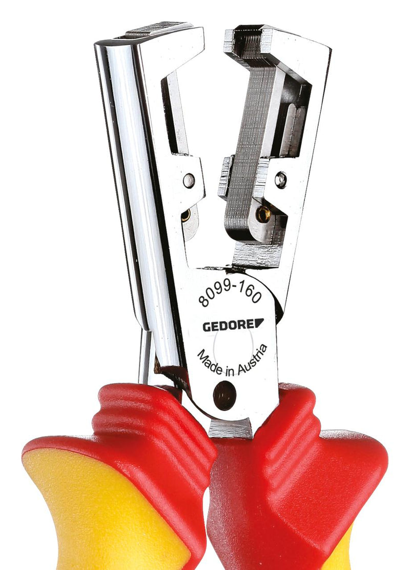GEDORE 1552082 Stripping Pliers, VDE Insulating Sleeves, 0.5 to 5mm&sup2; Stripping Capacity, V-Shaped, 160mm Length