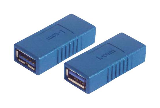 L-COM UAD036FF USB Adapter, USB Type A Receptacle, USB Type A Receptacle, USB 3.0, UAD03 Series, Brass
