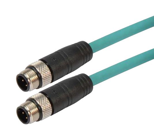 L-COM TRG501-T4T-3M Sensor Cable, M12 Plug, M12 Plug, 4 Positions, 3 m, 9.8 ft, TRG501-T4T Series