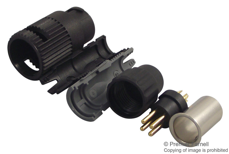 Binder 99 0979 100 04 99 04 Circular Connector 710 Series Cable Mount Plug 4 Contacts Solder Pin Nylon (Polyamide) Body