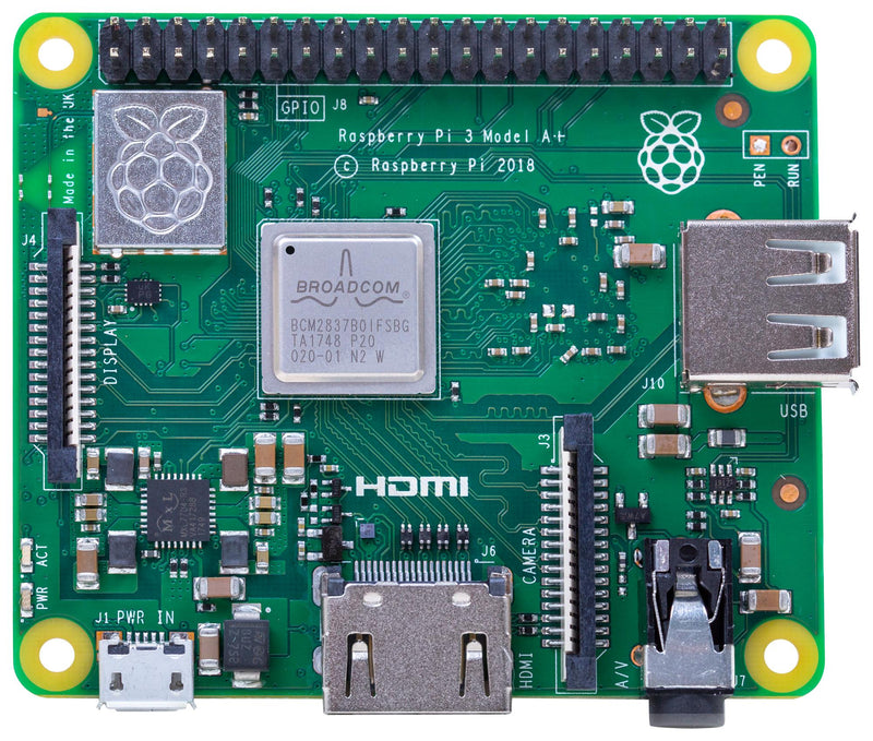 RASPBERRY-PI RPI3-MODAP SBC, Raspberry Pi3 A+, BCM2837B0, ARM Cortex-A53, 512MB RAM, MicroSD, Wifi, HDMI, 1&Atilde;�USB 2.0 GTIN UPC EAN: 0652508442181