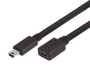 L-COM CSMUMB5X-1M USB Cable, Mini Type B Plug to Mini Type B Receptacle, 1 m, 3.28 ft, USB 2.0, Black