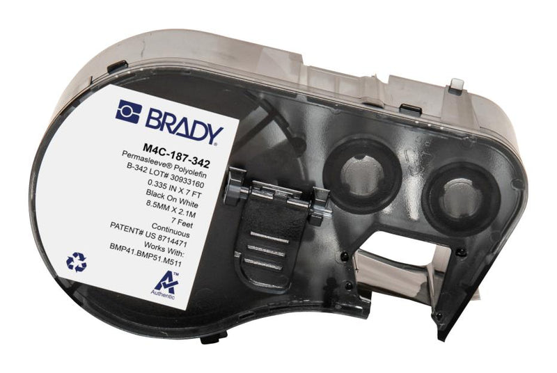 BRADY M4C-187-342 Wire Marker, Heat Shrinkable Sleeve, Blank (No Legend), PO (Polyolefin), White, 4.75mm x 2.13m
