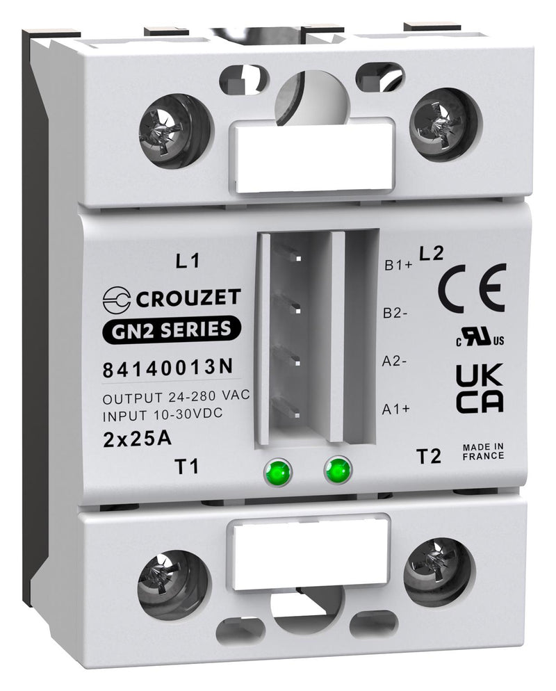 CROUZET 84140013N Solid State Relay, 25 A, 280 VAC, Panel Mount, Screw, Zero Crossing