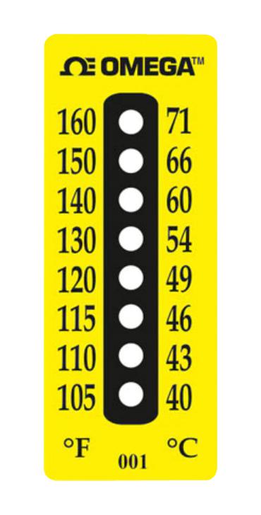 Omega TL-E-250-50 TL-E-250-50 Label 8-DOT Temp NON-REVERSIBLE PK50