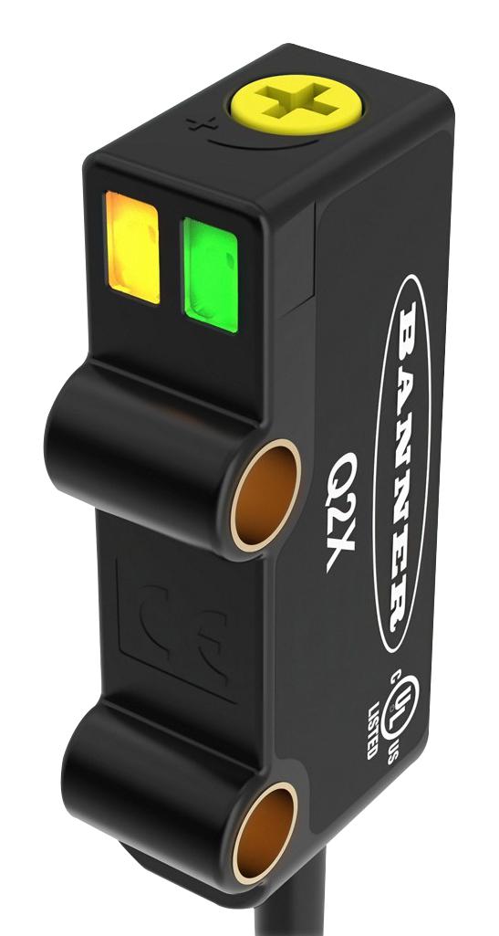 BANNER ENGINEERING Q2XANAF150-2M Photo Sensor, 150 mm, NPN, Background Suppression, 10 to 30 VDC, Cable, Q2X Series