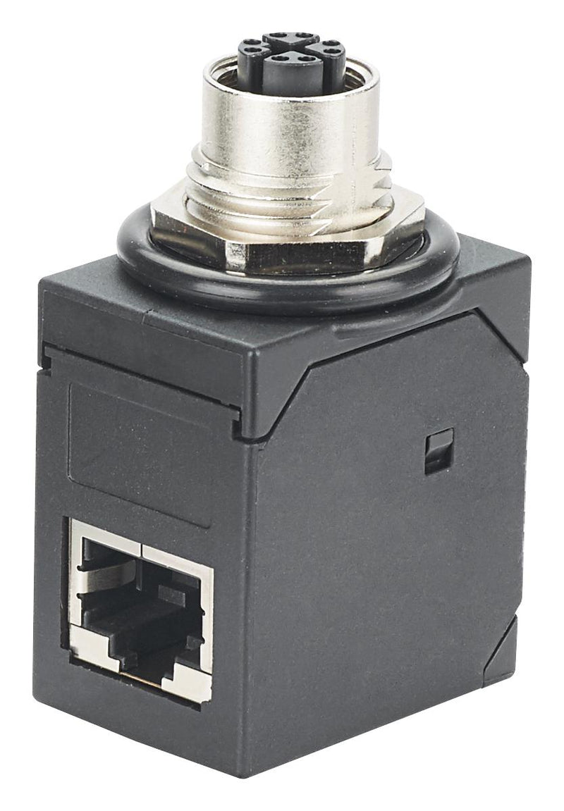 PANDUIT ICAM12X90RJS In-Line Adapter, X-Code, Adapter, In-Line, M12 Socket, RJ45, IndustrialNet Series