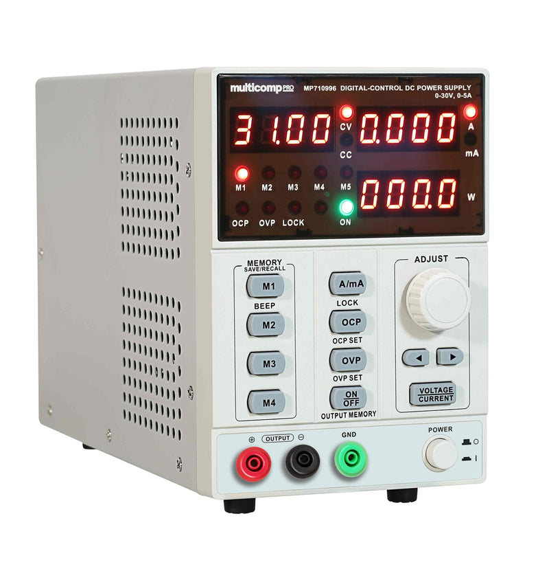 MULTICOMP PRO MP710996 Bench Power Supply, Adjustable, 1 Output, 0 V, 30 V, 0 A, 5 A