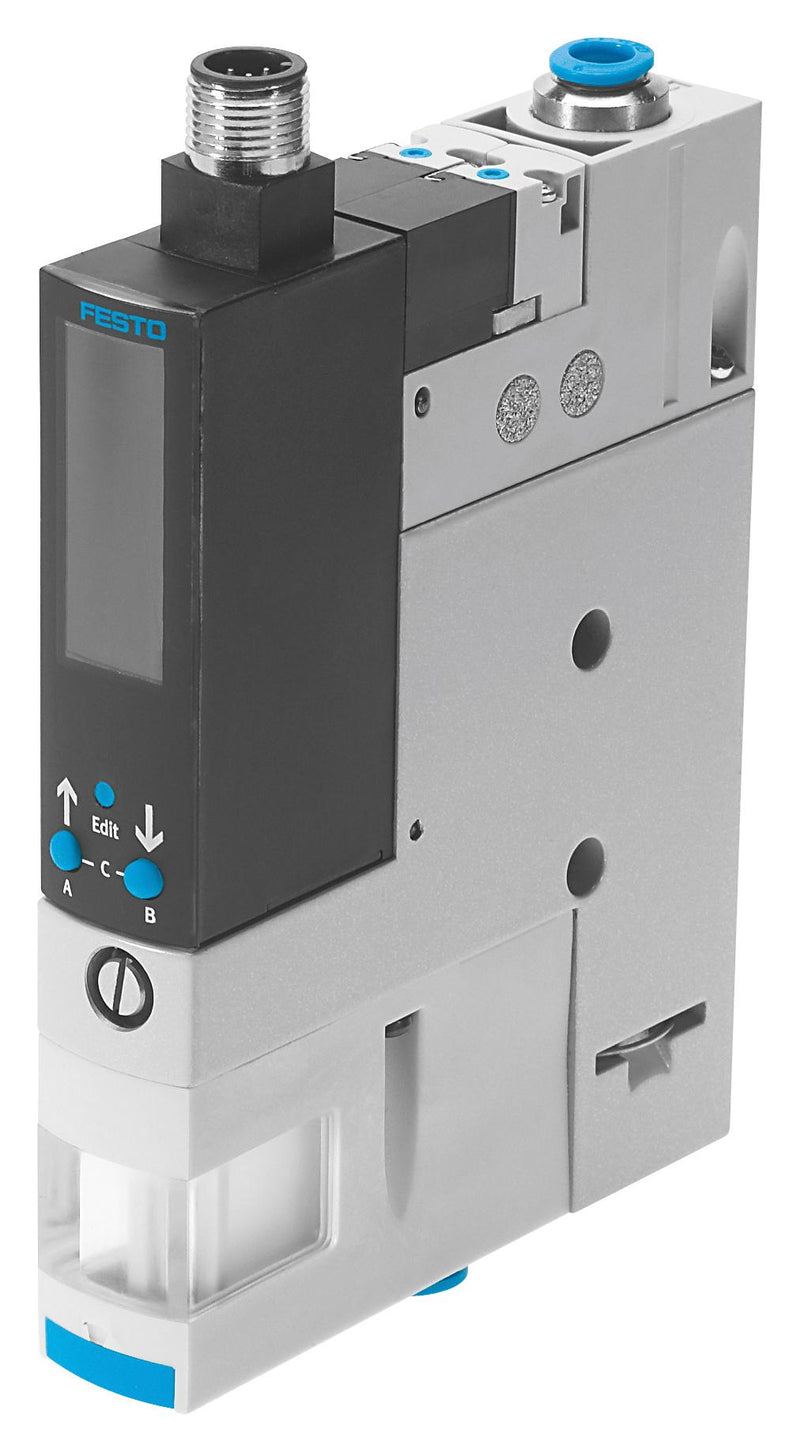 FESTO 540021 Vacuum Generator, 8 bar, 50 &deg;C, 0.45 mm Laval Nozzle, OVEM Series OVEM-05-H-B-QO-CE-N-1P vacuum generator