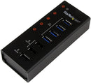 STARTECH ST4300U3C3 4 Port USB 3.0 Hub with 3x USB Charging Ports - Wall Mountable Mains Powered, NA, EU, UK GTIN UPC EAN: 0065030854634