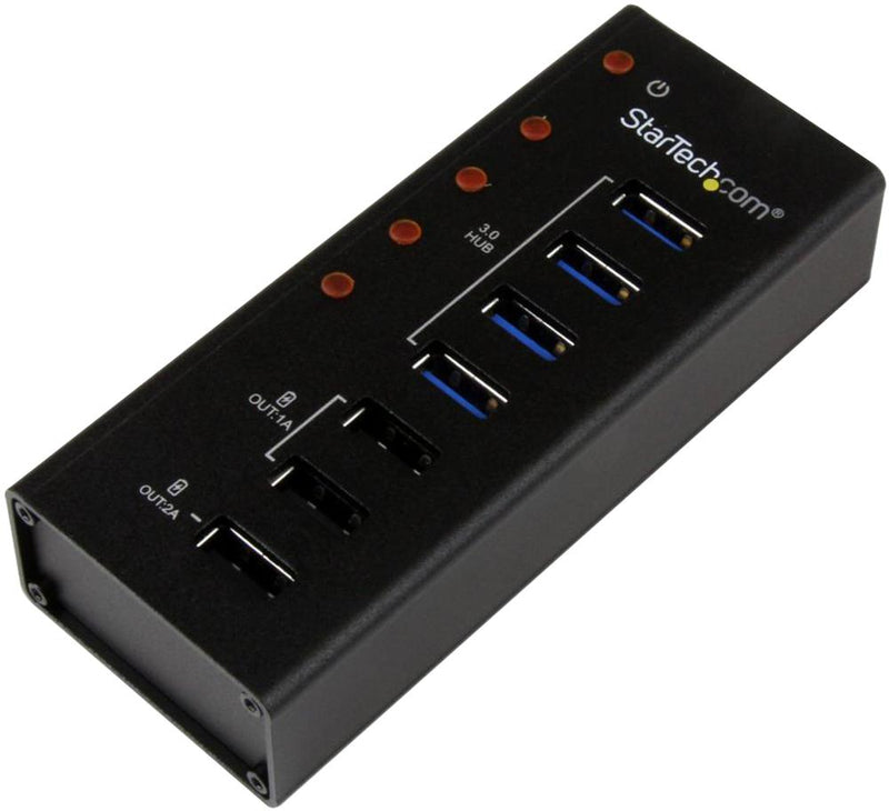 STARTECH ST4300U3C3 4 Port USB 3.0 Hub with 3x USB Charging Ports - Wall Mountable Mains Powered, NA, EU, UK GTIN UPC EAN: 0065030854634