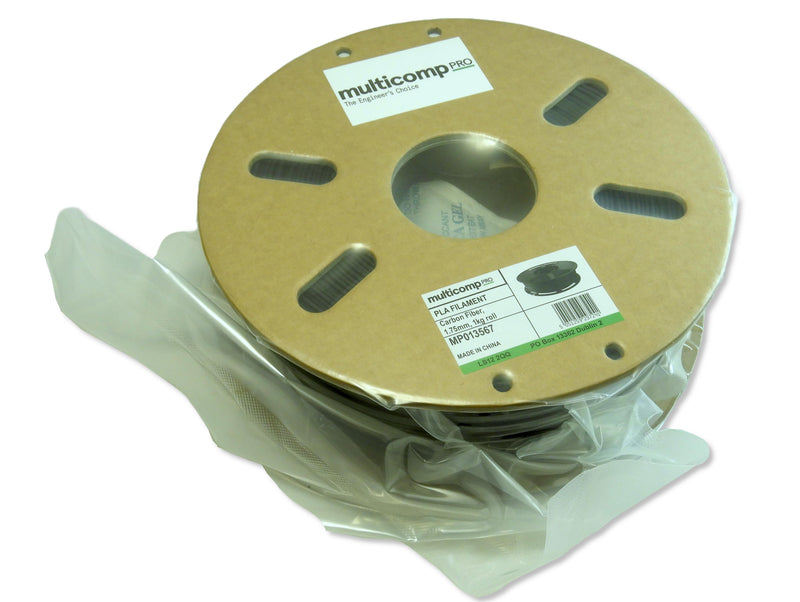 MULTICOMP PRO MP013567 3D Printer Filament, 1.75mm, Glass Fibre Reinforced PLA (Polylactide), Black, 190&deg;C to 230&deg;C, 1kg
