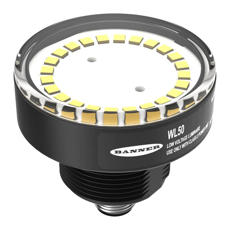 BANNER ENGINEERING WL50-3WQ LED Work Light, 2.4W Power, 24 VDC, Daylight White, 5000K, M30 Base, Non Touch Function, M12
